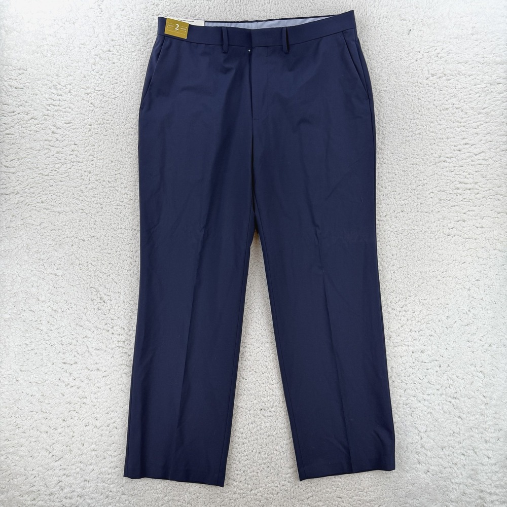 J.M. Haggar Dress Pants Mens 38x30 Blue Classic Fit Stretch Flex Waist Slacks